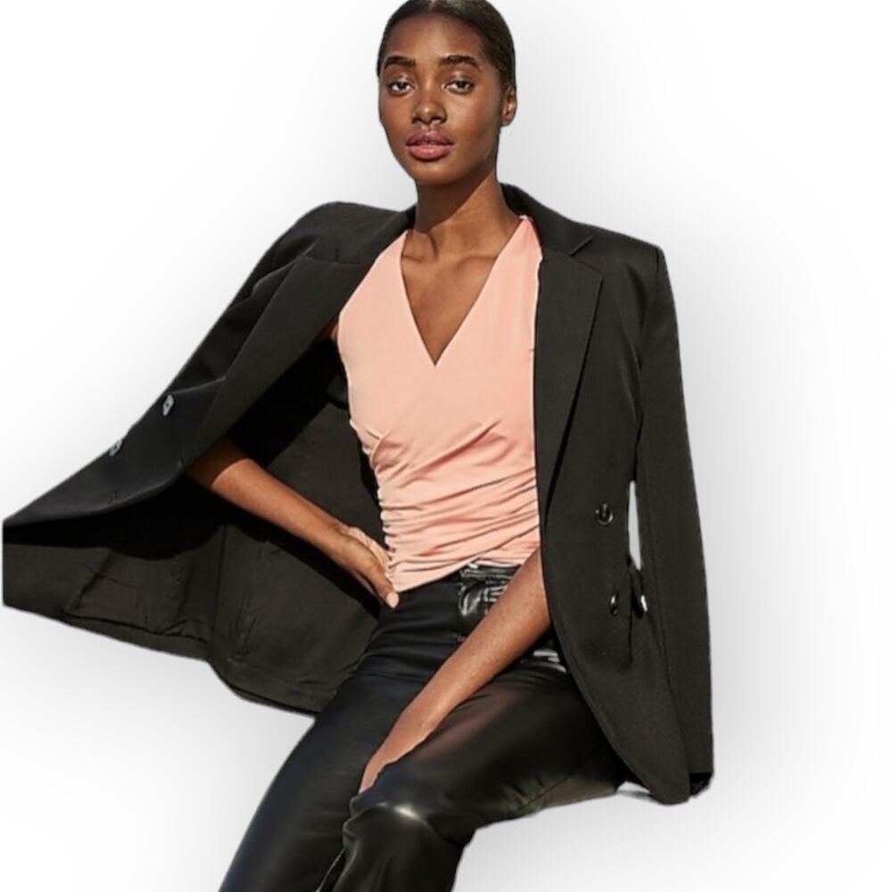 EXPRESS Body Contour Compression Silky Wrap Tank S NWOT Peach Fuzz Career Modest